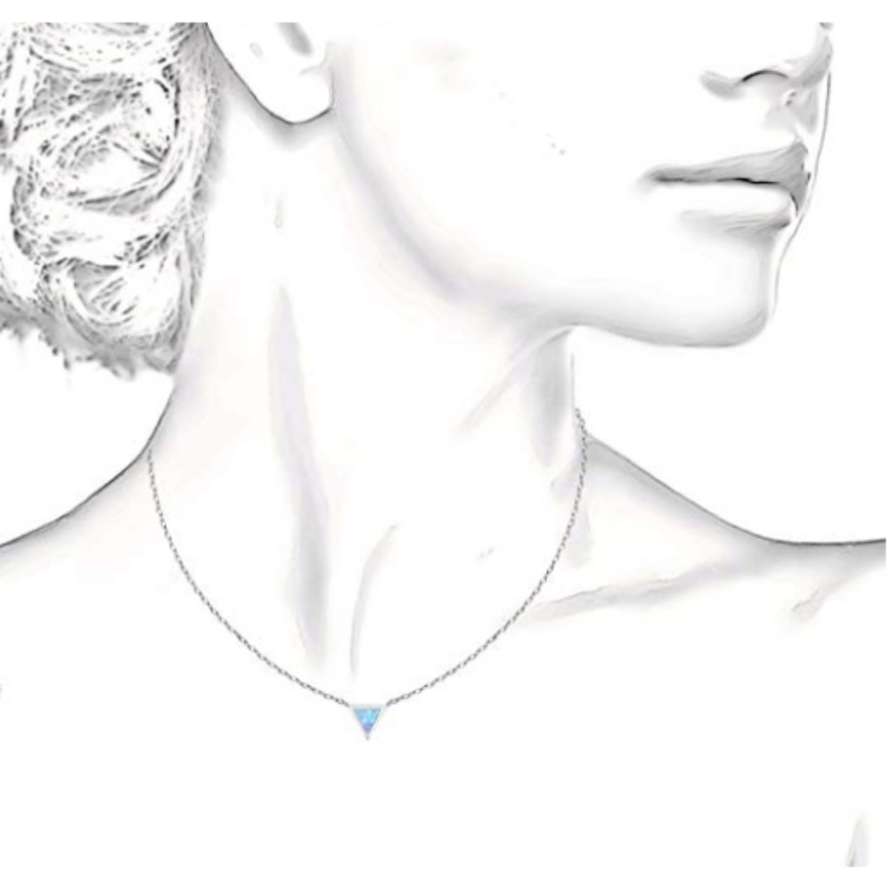 White Gold Plated Created Opal Necklace - Picture 3 of 5